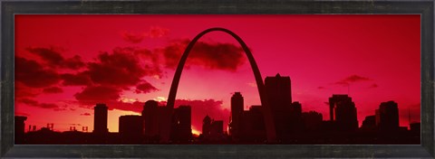 Framed Gateway Arch with city skyline at sunset, St. Louis, Missouri Print