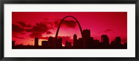 Framed Gateway Arch with city skyline at sunset, St. Louis, Missouri Print