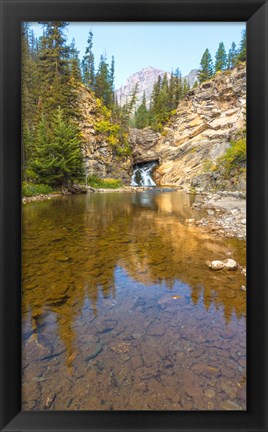 Framed Flowing stream in a forest, Banff National Park, Alberta, Canada Print