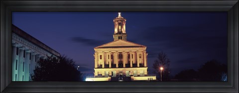 Framed Government building at dusk, Tennessee State Capitol, Nashville, Davidson County, Tennessee, USA Print