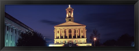 Framed Government building at dusk, Tennessee State Capitol, Nashville, Davidson County, Tennessee, USA Print