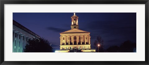 Framed Government building at dusk, Tennessee State Capitol, Nashville, Davidson County, Tennessee, USA Print