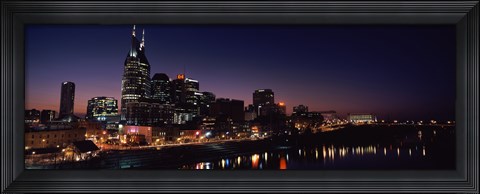 Framed Skylines at night along Cumberland River, Nashville, Tennessee, USA 2013 Print