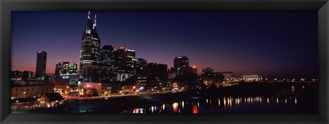 Framed Skylines at night along Cumberland River, Nashville, Tennessee, USA 2013 Print