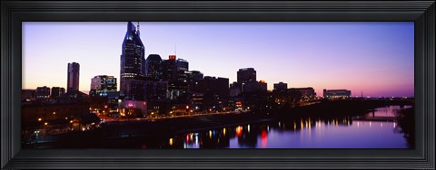 Framed Skylines at dusk along Cumberland River, Nashville, Tennessee, USA 2013 Print