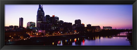 Framed Skylines at dusk along Cumberland River, Nashville, Tennessee, USA 2013 Print