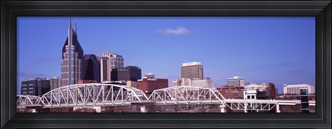 Framed Shelby Street Bridge with downtown skyline in background, Nashville, Tennessee, USA 2013 Print
