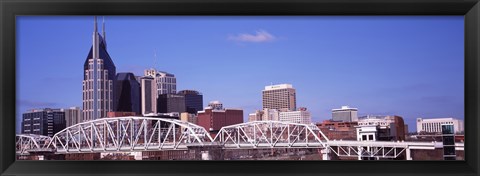 Framed Shelby Street Bridge with downtown skyline in background, Nashville, Tennessee, USA 2013 Print