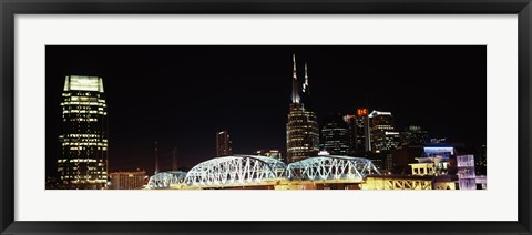 Framed Skylines and Shelby Street Bridge at night, Nashville, Tennessee Print
