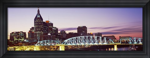 Framed Skylines and Shelby Street Bridge at dusk, Nashville, Tennessee, USA 2013 Print