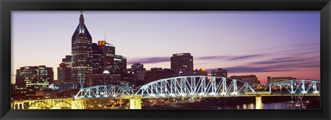 Framed Skylines and Shelby Street Bridge at dusk, Nashville, Tennessee, USA 2013 Print