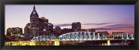 Framed Skylines and Shelby Street Bridge at dusk, Nashville, Tennessee, USA 2013 Print