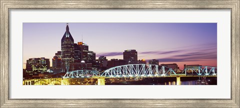Framed Skylines and Shelby Street Bridge at dusk, Nashville, Tennessee, USA 2013 Print