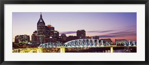 Framed Skylines and Shelby Street Bridge at dusk, Nashville, Tennessee, USA 2013 Print