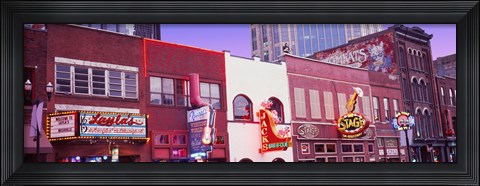 Framed Neon signs on buildings, Nashville, Tennessee Print