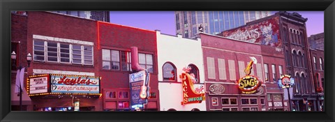 Framed Neon signs on buildings, Nashville, Tennessee Print