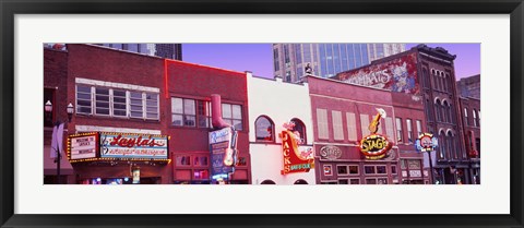 Framed Neon signs on buildings, Nashville, Tennessee Print