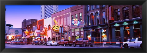 Framed Street scene at dusk, Nashville, Tennessee, USA Print