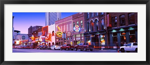 Framed Street scene at dusk, Nashville, Tennessee, USA Print