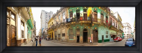 Framed Buildings along a street, Havana, Cuba Print