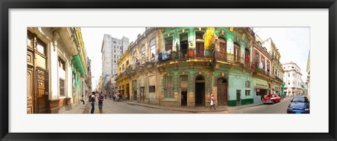 Framed Buildings along a street, Havana, Cuba Print