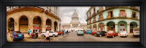 Framed Street View of Government buildings in Havana, Cuba Print