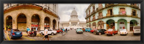 Framed Street View of Government buildings in Havana, Cuba Print