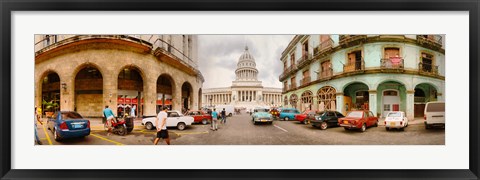 Framed Street View of Government buildings in Havana, Cuba Print