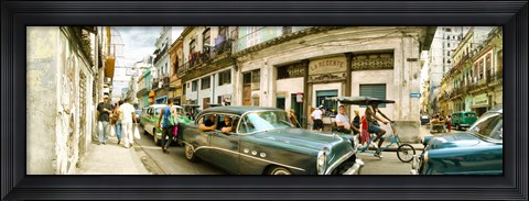 Framed Old cars on a street, Havana, Cuba Print