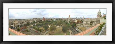 Framed Aerial View of Government buildings in Havana, Cuba Print