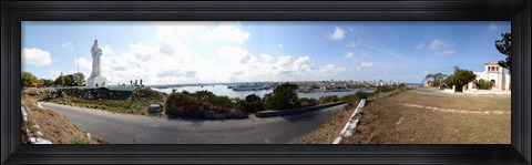 Framed Road view with the Statue of Jesus Christ, Havana, Cuba Print