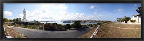 Framed Road view with the Statue of Jesus Christ, Havana, Cuba Print