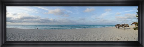 Framed Sunshades on the beach, Varadero Beach, Varadero, Matanzas, Cuba Print