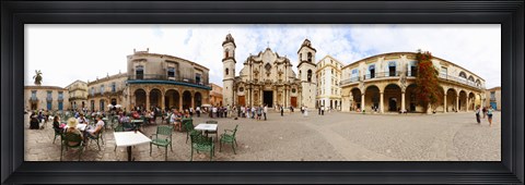 Framed People at Plaza De La Catedral, Cathedral of Havana, Havana, Cuba Print