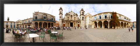 Framed People at Plaza De La Catedral, Cathedral of Havana, Havana, Cuba Print
