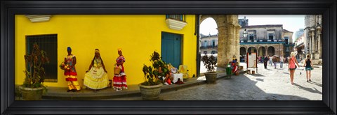 Framed People in Native dress on Plaza De La Catedral, Havana, Cuba Print