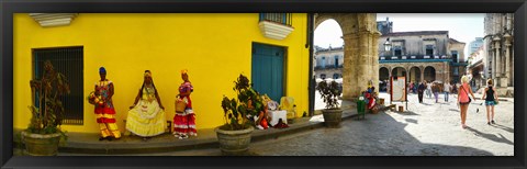 Framed People in Native dress on Plaza De La Catedral, Havana, Cuba Print