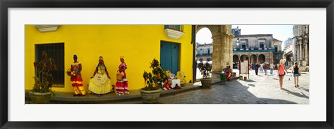 Framed People in Native dress on Plaza De La Catedral, Havana, Cuba Print