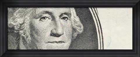 Framed Details of George Washington&#39;s image on the US dollar bill Print