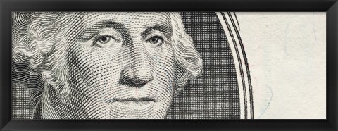 Framed Details of George Washington&#39;s image on the US dollar bill Print