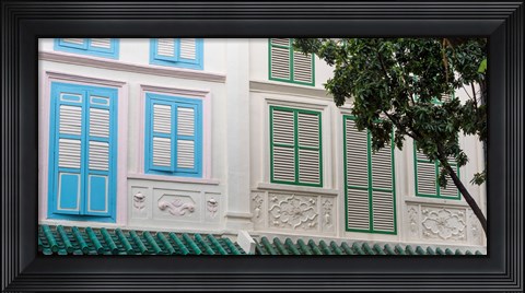Framed Restored Building with Blue Door in Chinatown, Singapore Print