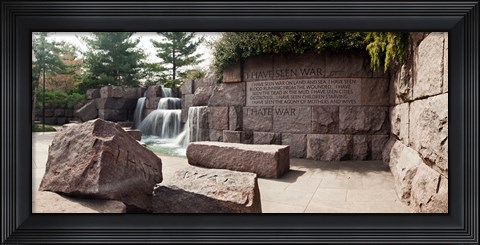 Framed Engraved memorial wall, Franklin Delano Roosevelt Memorial, Washington DC, USA Print
