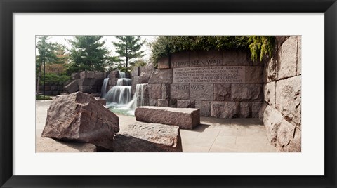 Framed Engraved memorial wall, Franklin Delano Roosevelt Memorial, Washington DC, USA Print