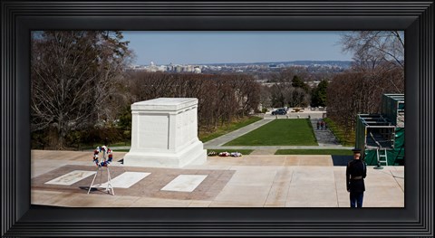 Framed Tomb of a soldier in a cemetery, Arlington National Cemetery, Arlington, Virginia, USA Print