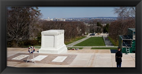 Framed Tomb of a soldier in a cemetery, Arlington National Cemetery, Arlington, Virginia, USA Print