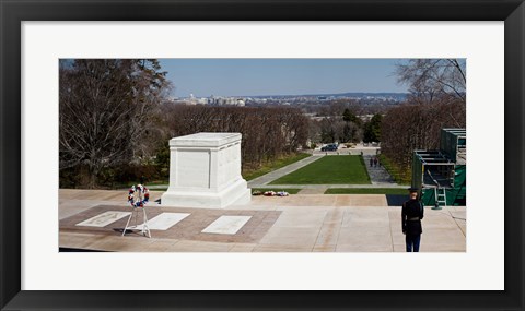 Framed Tomb of a soldier in a cemetery, Arlington National Cemetery, Arlington, Virginia, USA Print