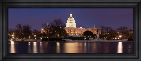 Framed Government building lit up at dusk, Capitol Building, National Mall, Washington DC, USA Print