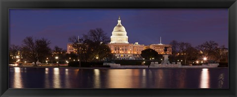 Framed Government building lit up at dusk, Capitol Building, National Mall, Washington DC, USA Print