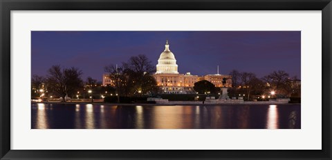 Framed Government building lit up at dusk, Capitol Building, National Mall, Washington DC, USA Print