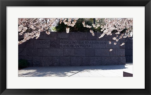 Framed Inscription of FDR&#39;s new deal speech written on stones at a memorial, Franklin Delano Roosevelt Memorial, Washington DC, USA Print